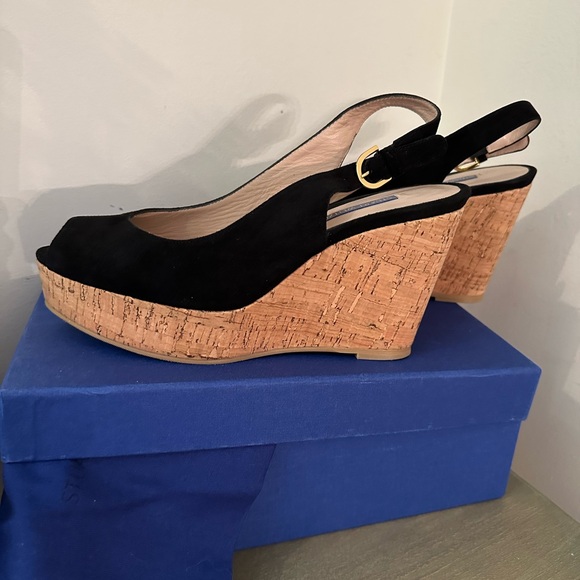 Stuart Weitzman Jean Cork Wedge Slingback Sandals - Picture 7 of 7